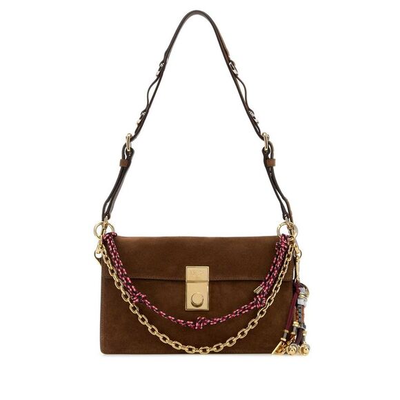 PRADA Handbags - Prada Women Brown Suede Small Prada Soft Sound Shoulder Bag